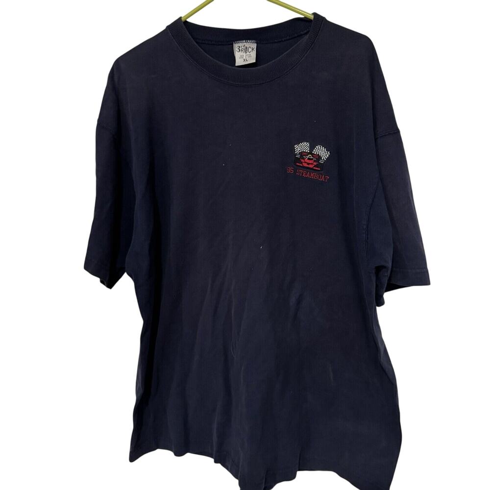 VTG Steamboat '95 Auto Race Shirt Mens XL Navy Blue 3rd Rock Cotton Formula One